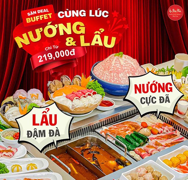 Ăn Được Phúc - Buffet Nướng Lẩu Hơn 90 Món Hải Sản, Bò Mỹ. Voucher 279,000 VNĐ, Còn 249,000 VNĐ, Giảm 11%. Chỉ Có Tại Hotdeal.vn!